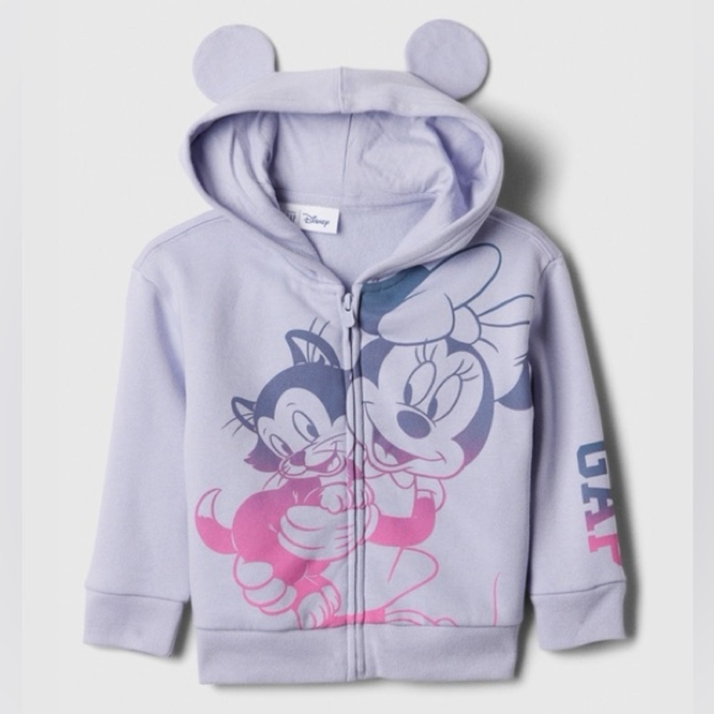 Gap x Disney Mini Mouse Zip Front Hoodie, Purple, Size 6-12 Months
